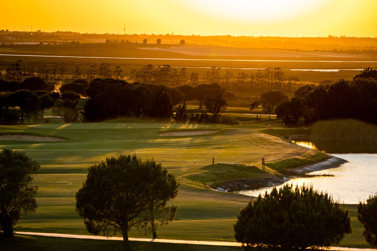 El Rompido golf course at sunset